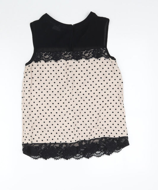 Dorothy Perkins Womens Beige Polka Dot Basic Blouse Size 8
