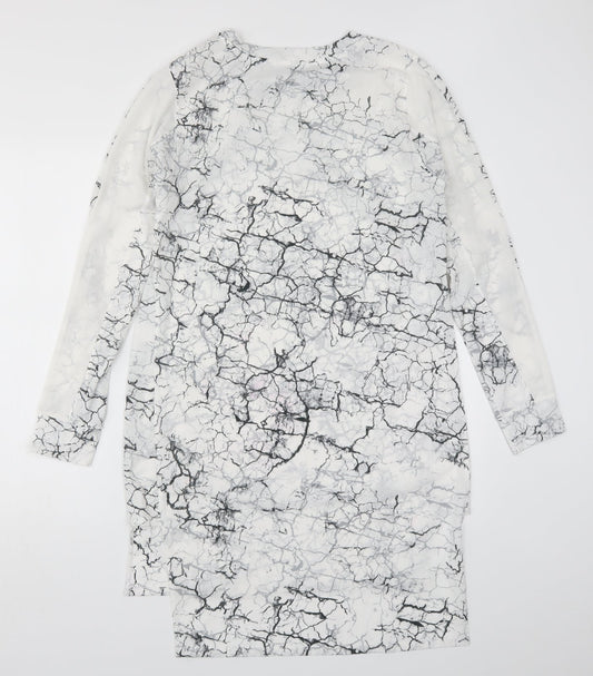 NEXT Womens White T-Shirt Dress Size 12 - Black and White Marble Effect
