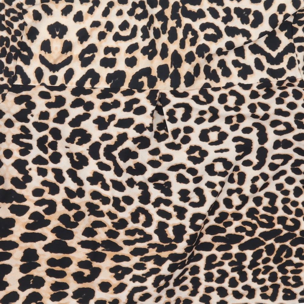 Brand and care label for Influence women’s brown animal print top pyjama top, size UK 14