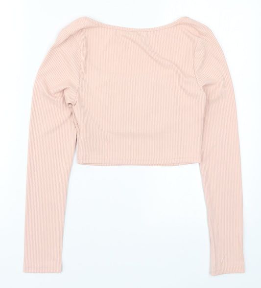 SheIn Womens Pink Cropped T-Shirt Size S