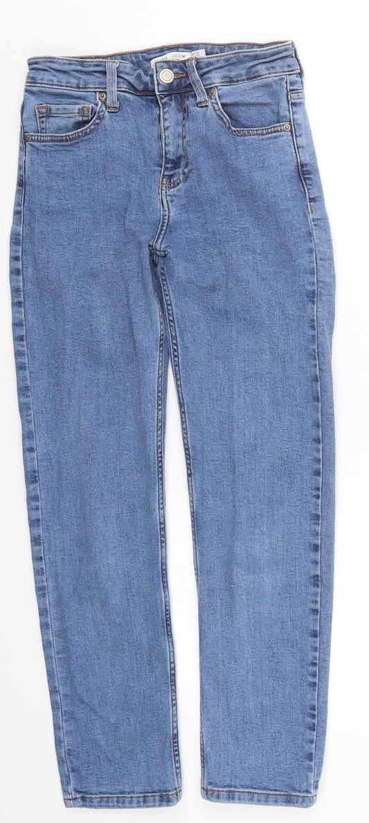 Womens UK Size 4 Bershka Regular Fit Straight Blue Jeans