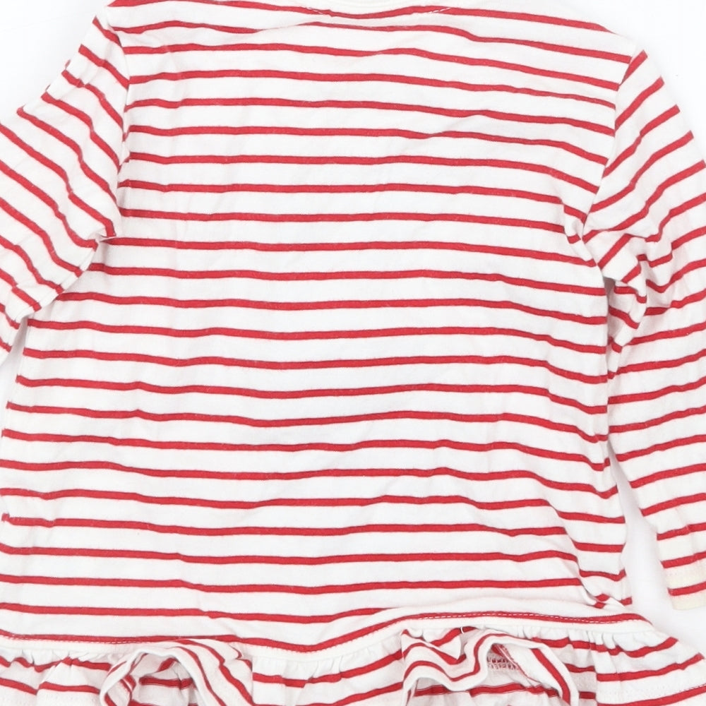 NEXT Girls Red Striped Basic T-Shirt Size 6-9 Months