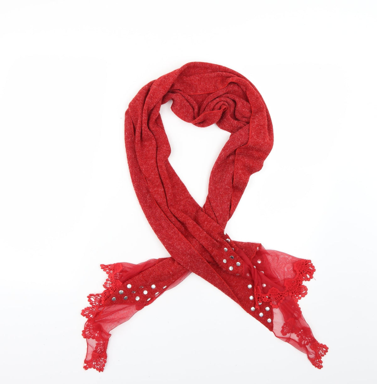 Front view of Preworn women’s red scarf