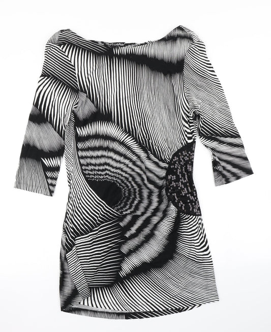 NEXT Womens Black Geometric A-Line Size 12