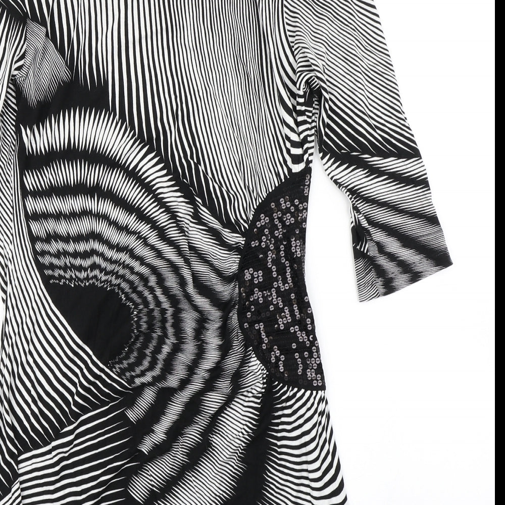 NEXT Womens Black Geometric A-Line Size 12