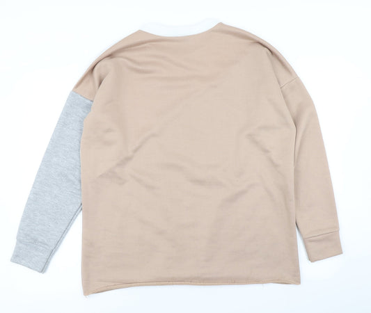 Boohoo Womens Brown Colourblock Pullover Sweatshirt Size 8