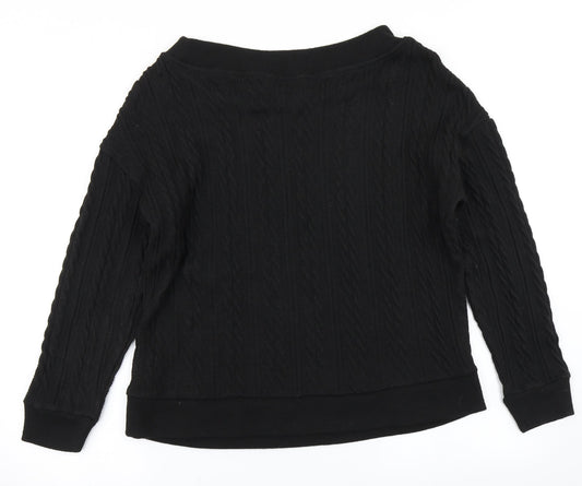 Nutmeg Womens Black  Knit Basic T-Shirt Size 12