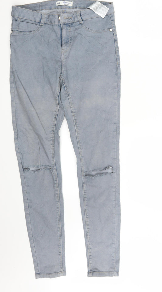 Additional front view of Clockhouse women’s grey denim jegging jeans, size UK 30, in, 30-inch leg