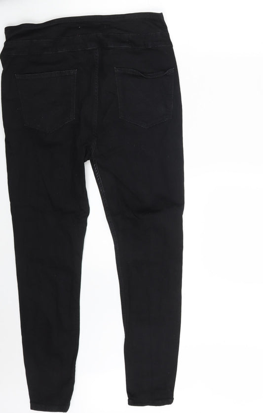 Back view of Very women’s black denim skinny jeans, size UK 14, 26-inch leg