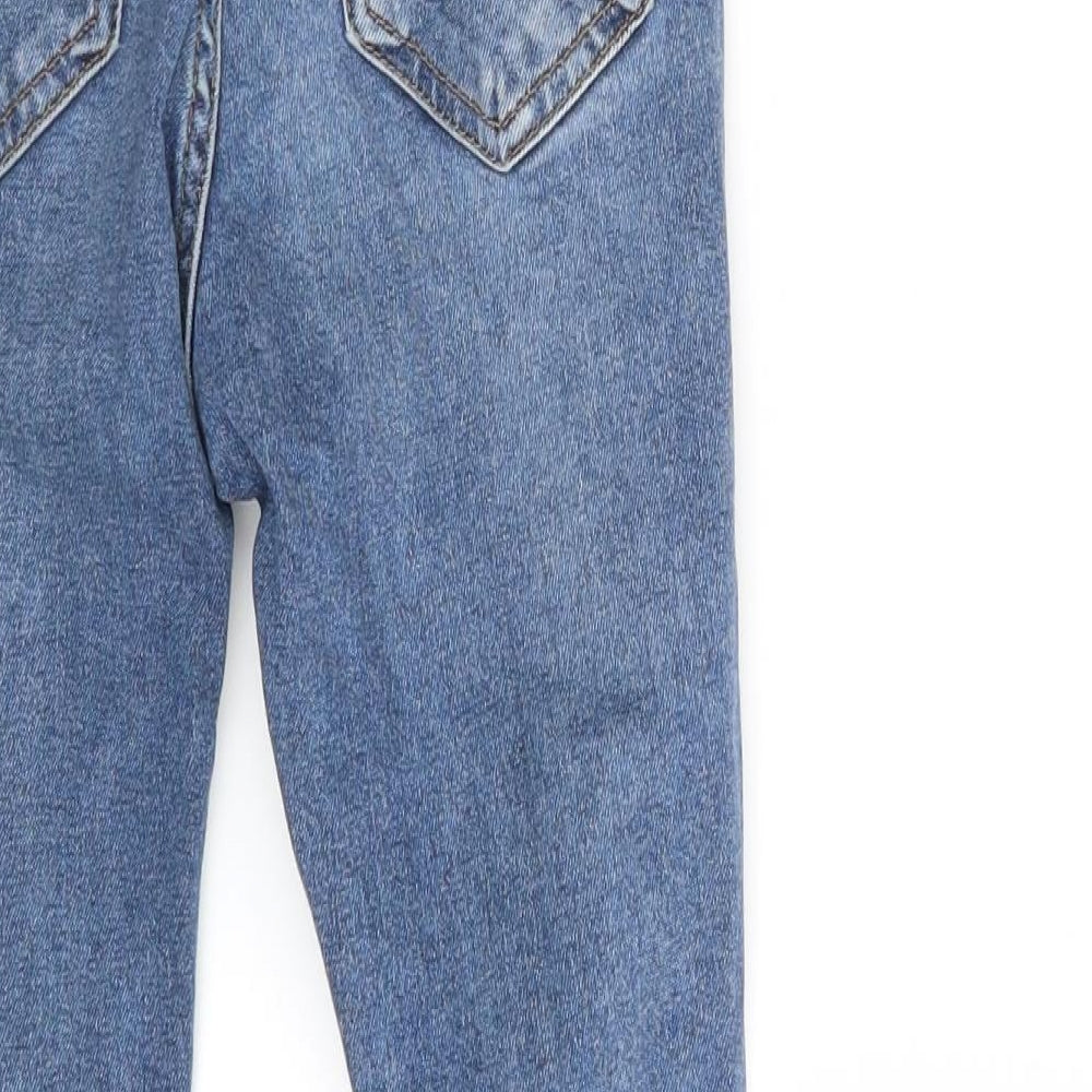 Brand and care label for Topshop women’s blue denim skinny jeans, size UK 24, in, 30-inch leg