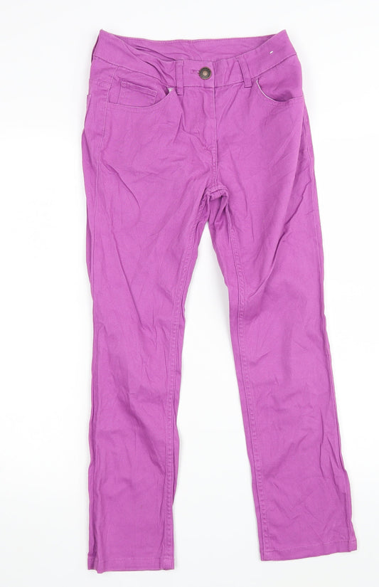 Additional front view of F&F women’s purple denim straight jeans, size UK 6, 24-inch leg