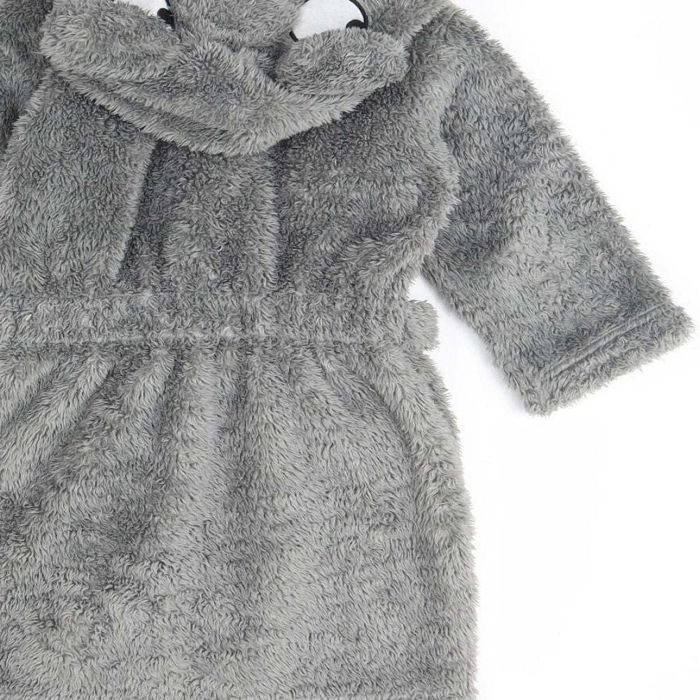 m&s Boys Grey Solid Fleece Gown Size 2 Years