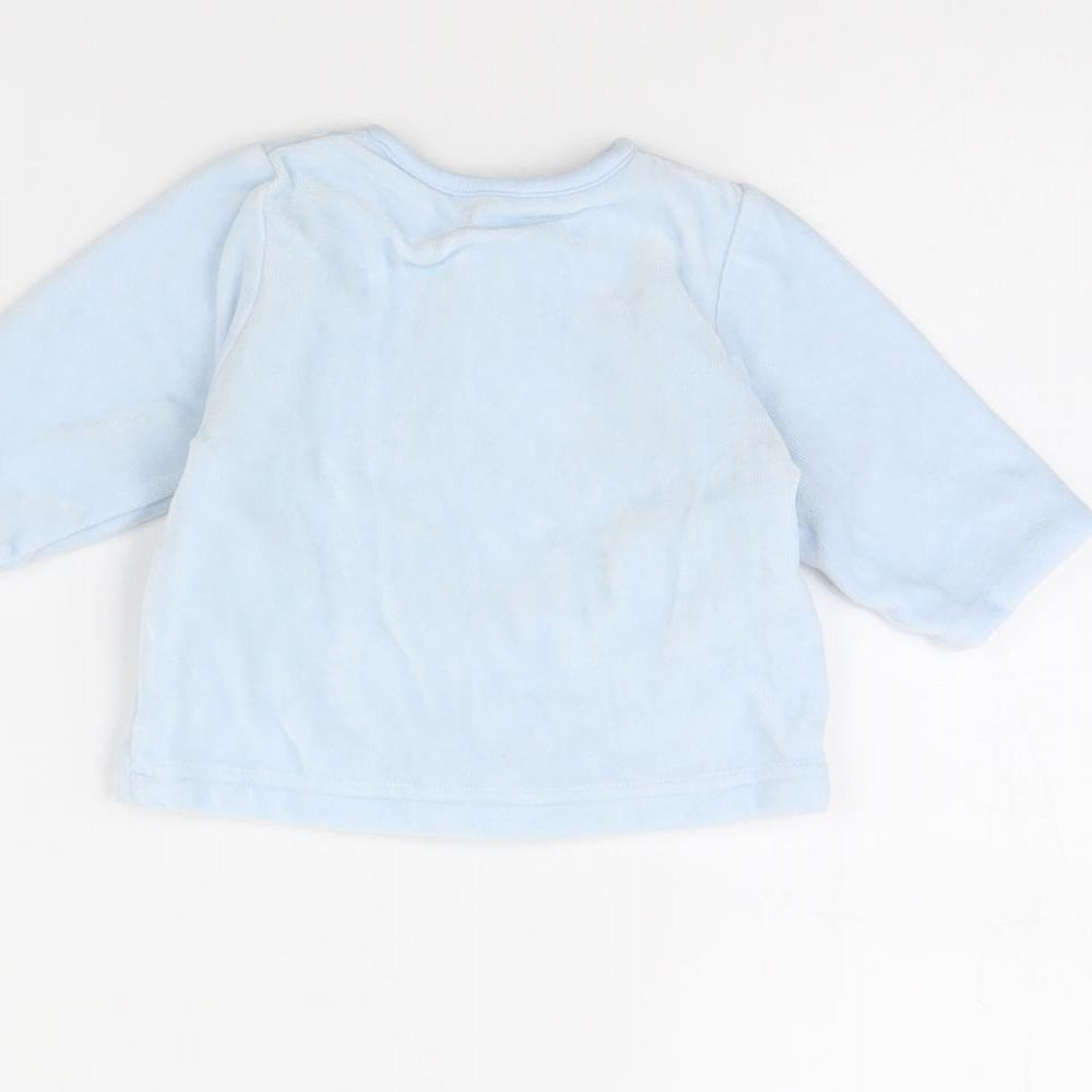 Brand and care label for Mothercare Baby Blue Jacket, size 3-6, Months