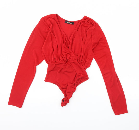 Additional front view of Misspap women’s red bodysuit one-piece, size UK 10