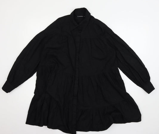 Additional front view of Threadbare women’s black basic button-up, size UK 8