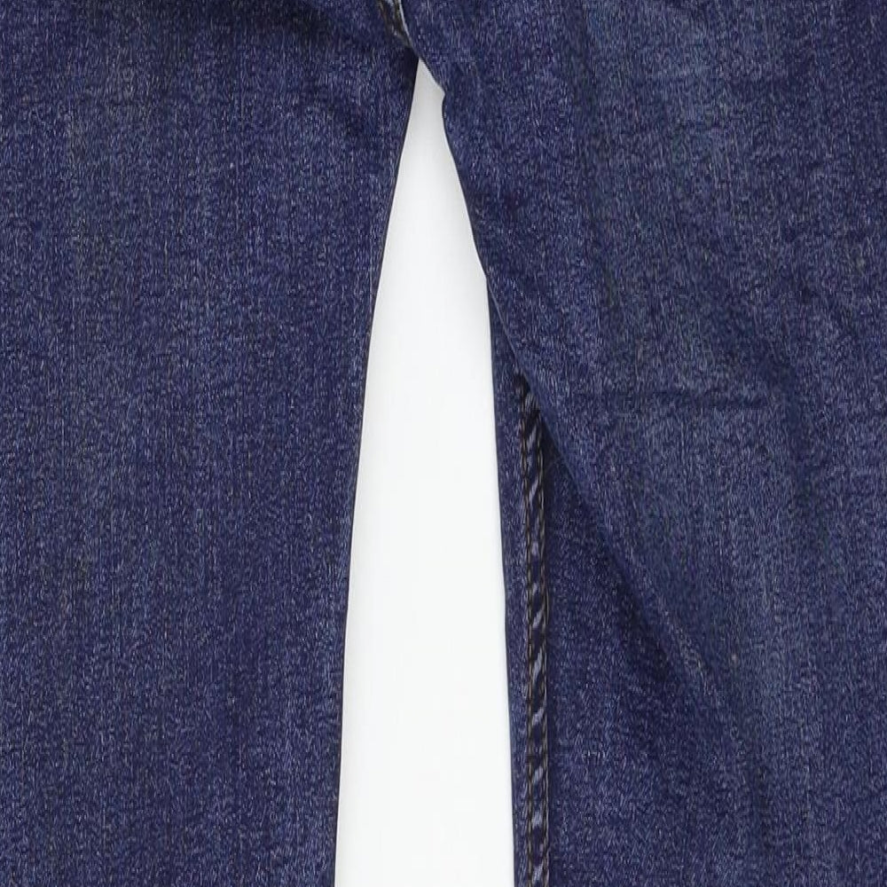 Brand and care label for Denim & Co. women’s blue denim straight jeans, size UK 30, in, 29-inch leg