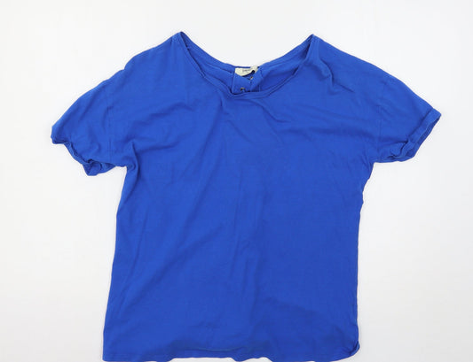 Womens UK Size 14 Papaya Blue Basic T-Shirt