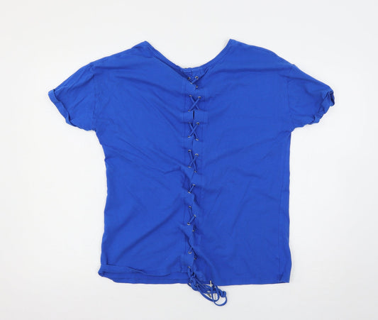 Papaya Womens Blue Jersey Basic T-Shirt Size 14