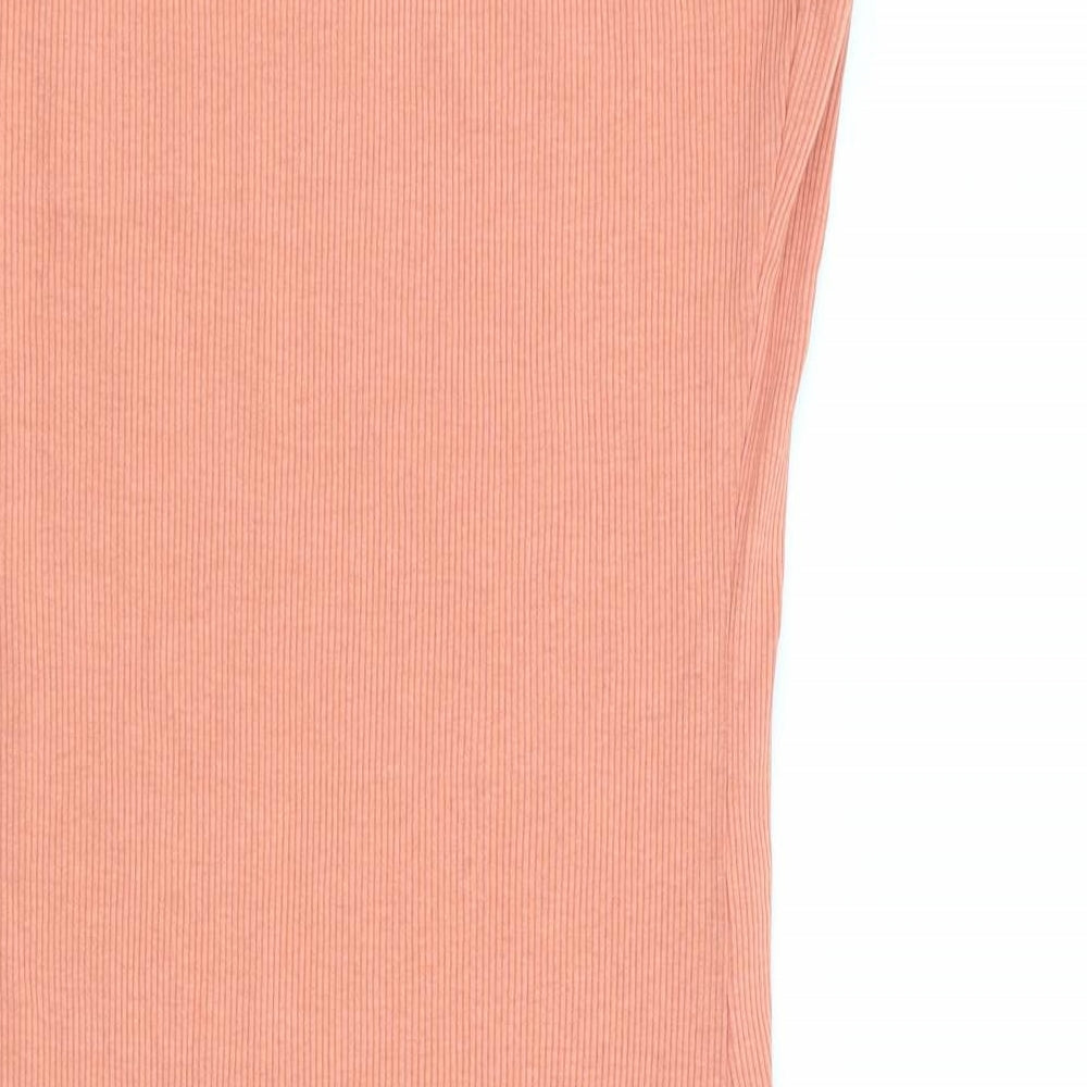 Brand and care label for Boohoo women’s orange fit & flare, size UK 10