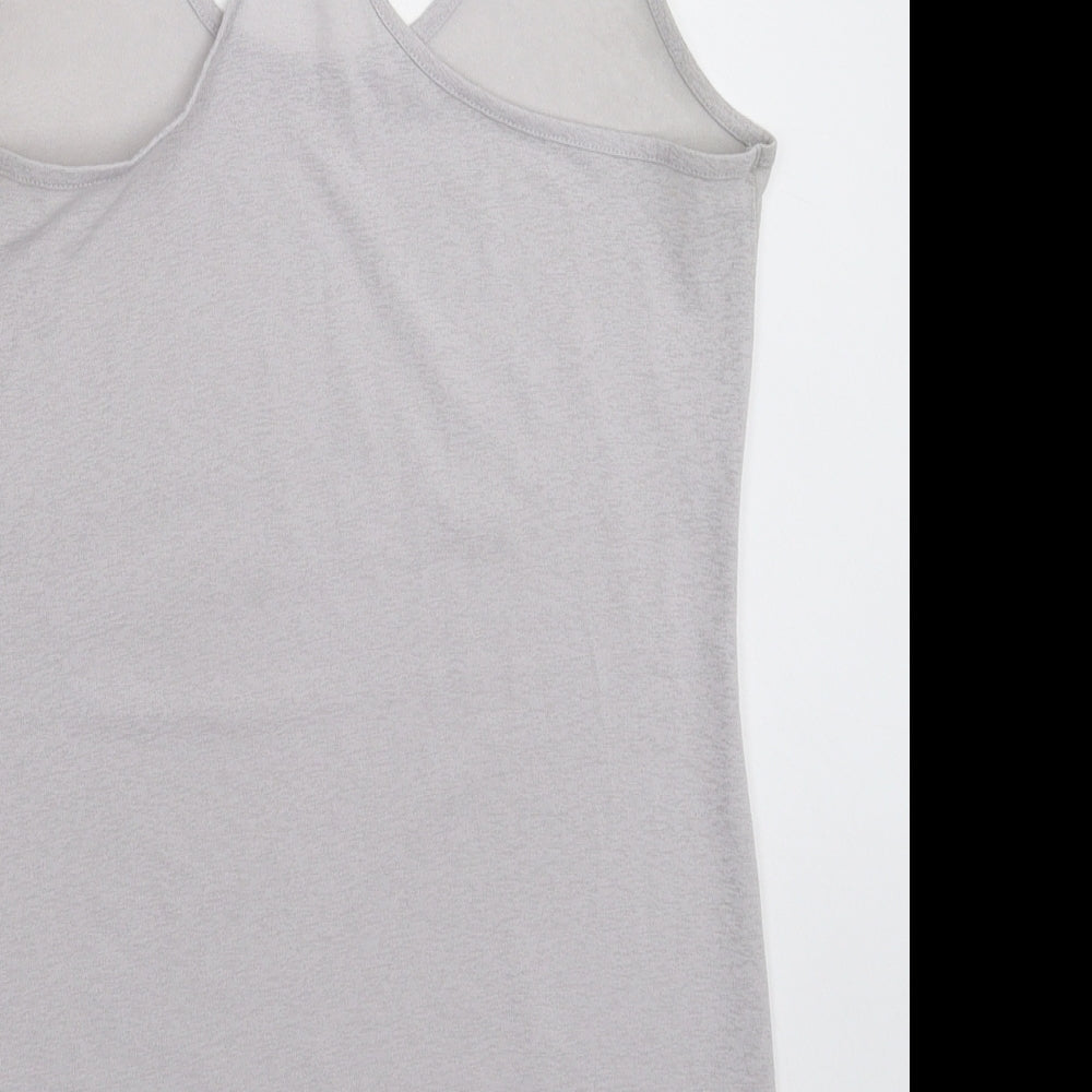 Brand and care label for Next women’s grey basic tank, size UK 8