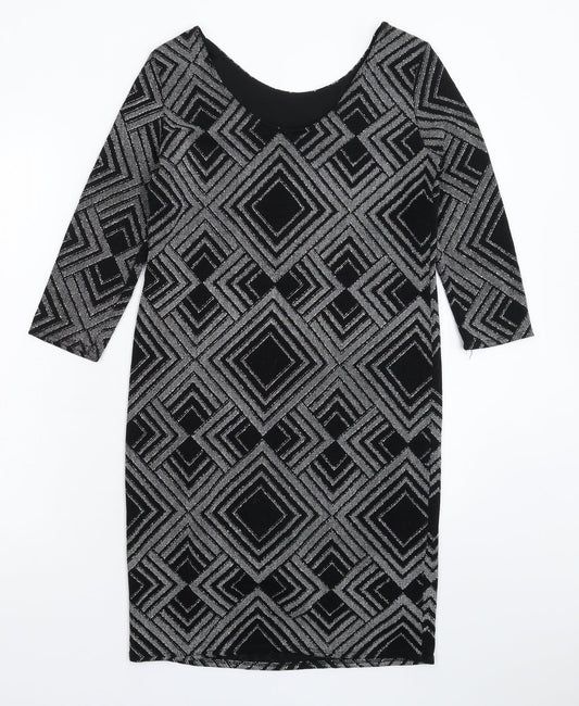 Wallis Womens Black Geometric Bodycon Size 10