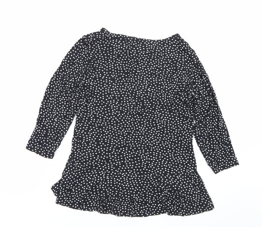 George Womens Black Polka Dot Basic T-Shirt Size 10
