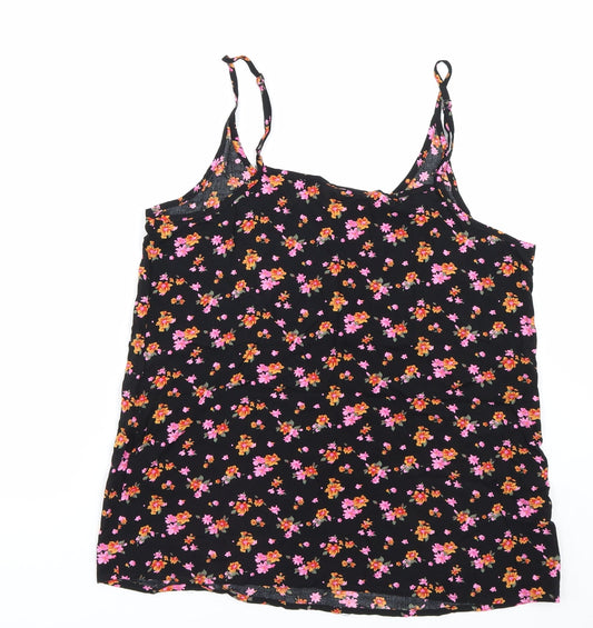 Noisy may Womens Black Floral Basic Tank Size L