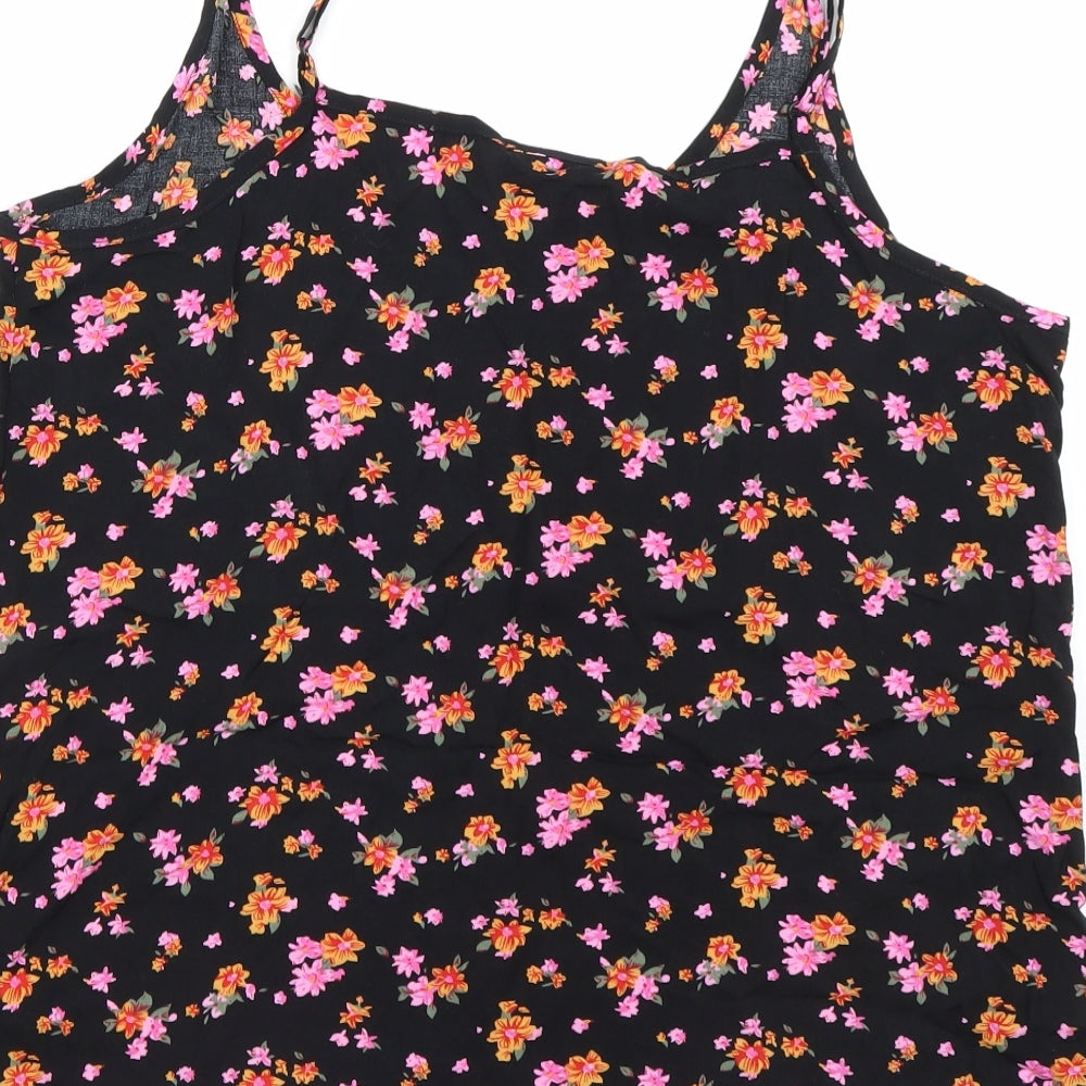 Noisy may Womens Black Floral Basic Tank Size L