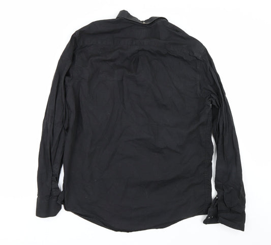 River Island Mens Black Button-Up Size L