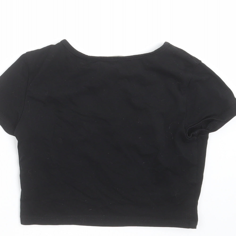 SheIn Girls Black Cropped T-Shirt Size 8 Years - rose