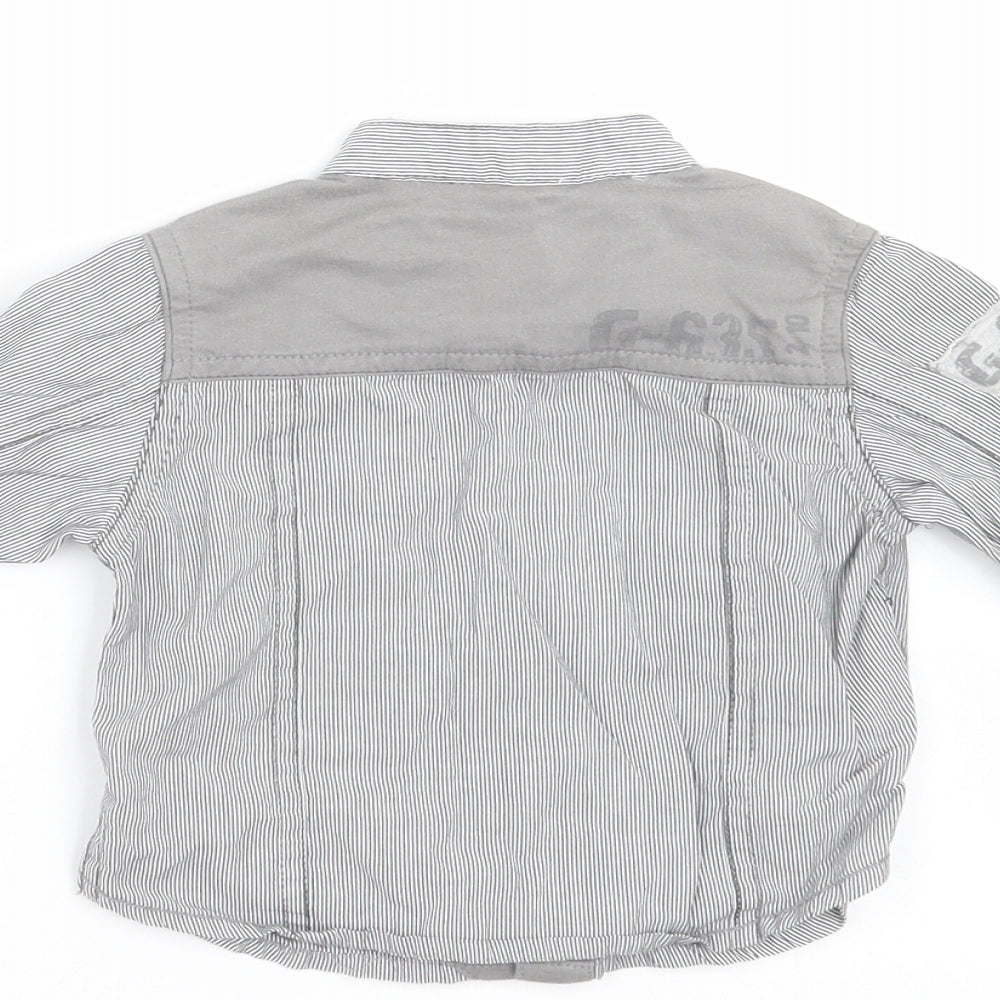 Brand and care label for Next Baby Grey Striped Basic Button-Up, size 3-6, Months