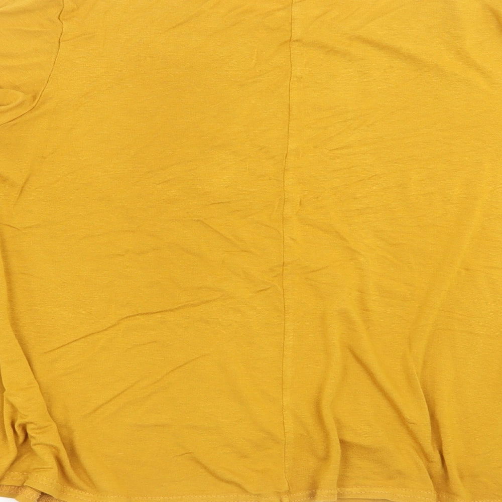 Boohoo Womens Yellow Basic T-Shirt Size 14