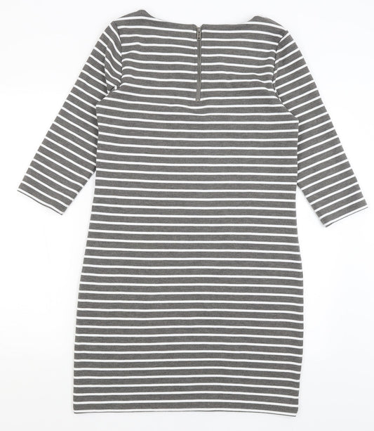 Only Womens Grey Striped T-Shirt Dress Size M
