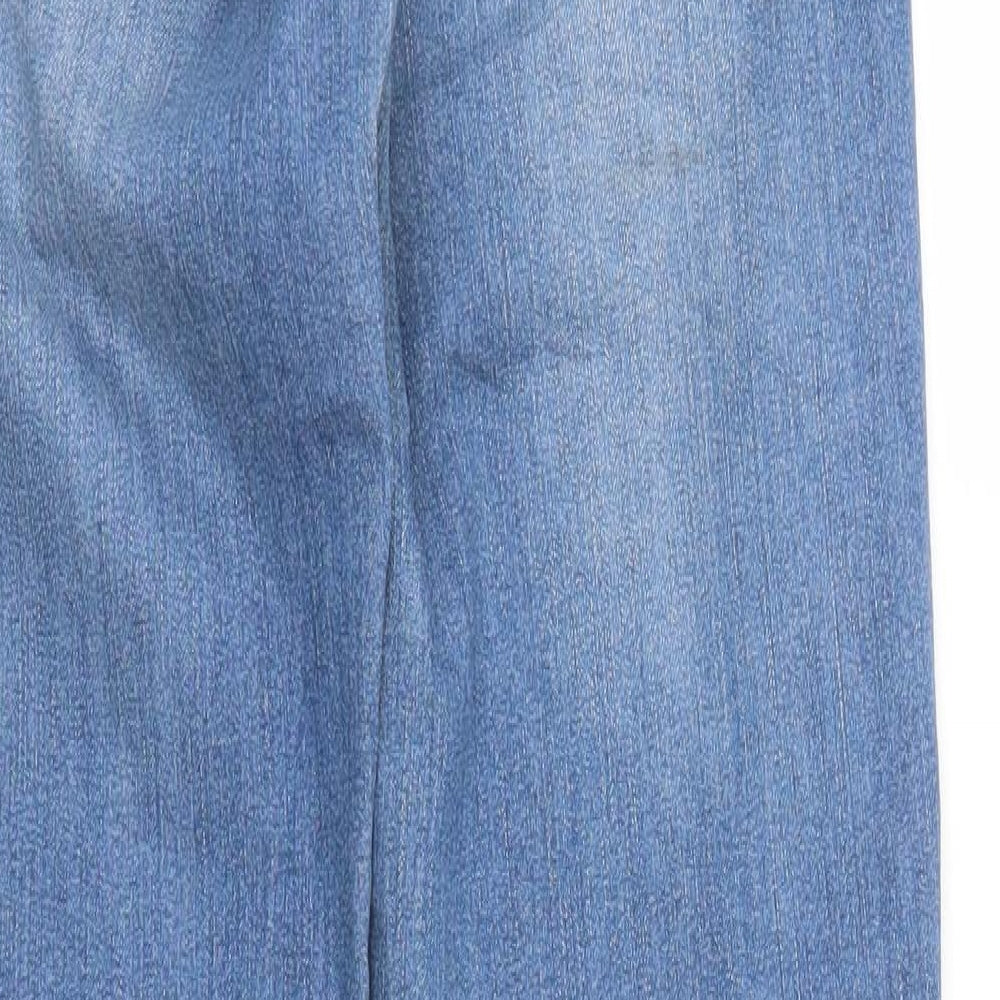 Brand and care label for Pieces women’s blue denim jegging jeans, size S, 30-inch leg