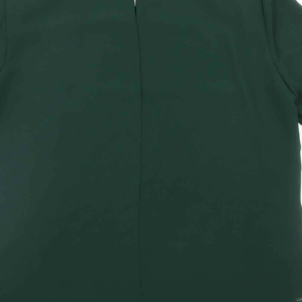 Brand and care label for Jacqes Vert women’s green basic blouse, size UK 10