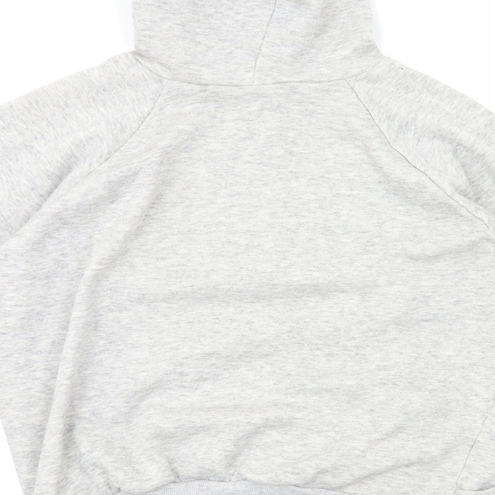 Brand and care label for jsw women’s grey pullover hoodie, size M