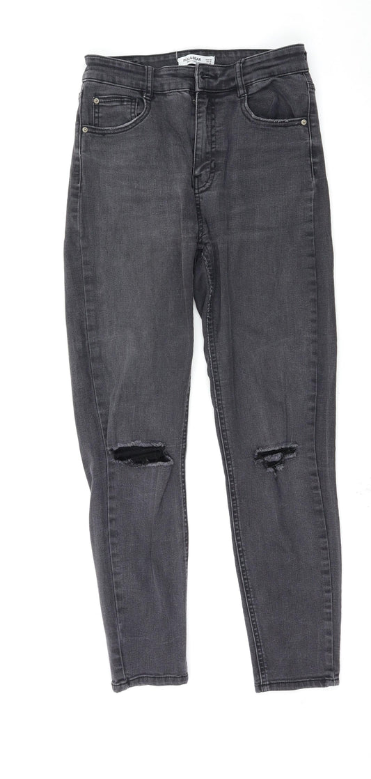 Additional front view of Pull&Bear women’s black skinny jeans, size UK 10, 26-inch leg