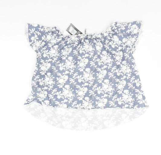 Primark Womens Grey Floral Basic Blouse Size 10