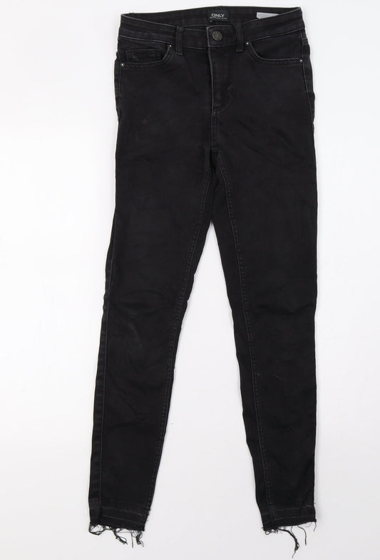 Additional front view of Only women’s black skinny jeans, size UK 8, 30-inch leg