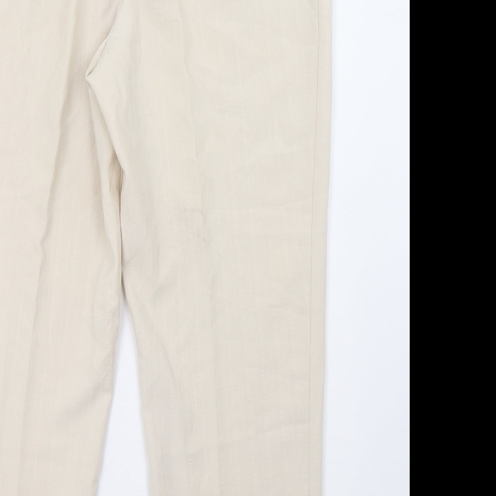Womens UK Size 14 Preworn Regular Fit Beige Trousers
