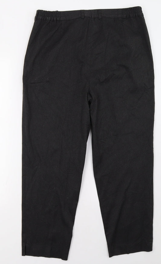 Womens UK Size 16 Preworn Regular Fit Black Trousers