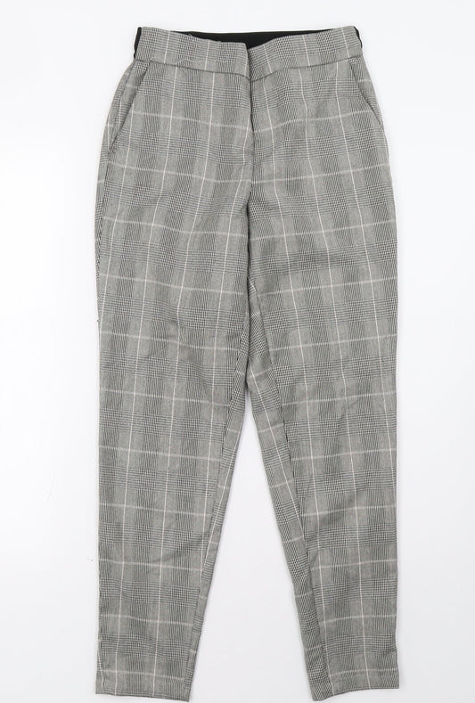 Additional front view of Only women’s black check trousers, size UK 8, 28-inch leg
