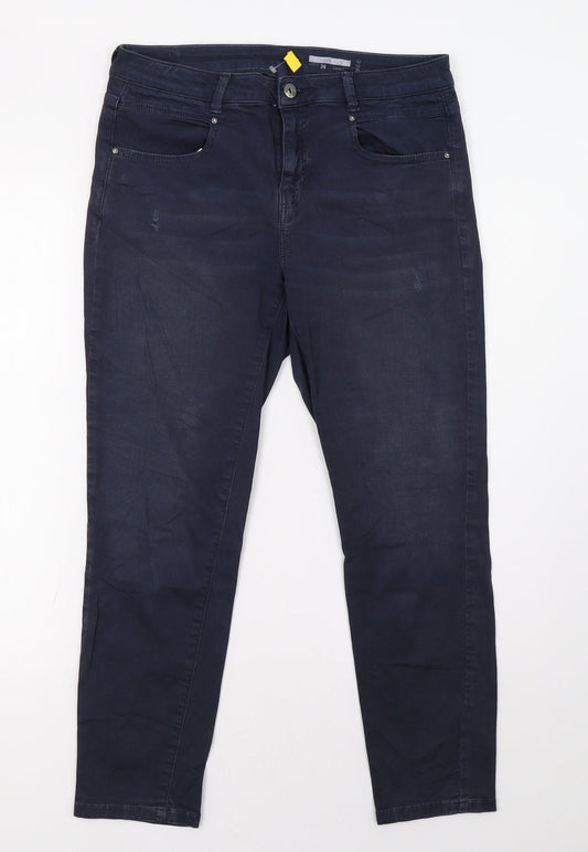 Additional front view of EDC women’s blue straight jeans, size UK 12, 28-inch leg