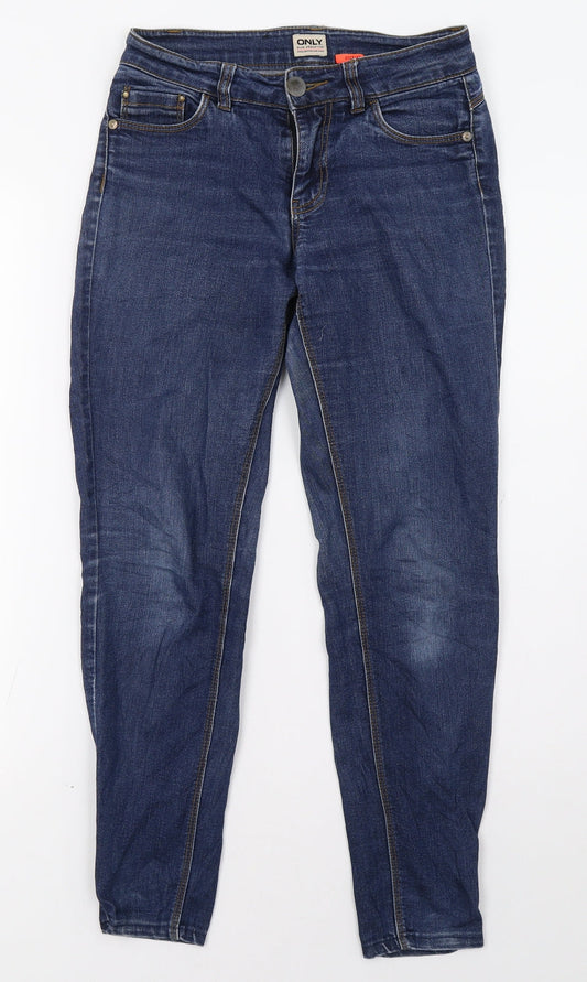 Additional front view of Only women’s blue straight jeans, size UK 8, 28-inch leg