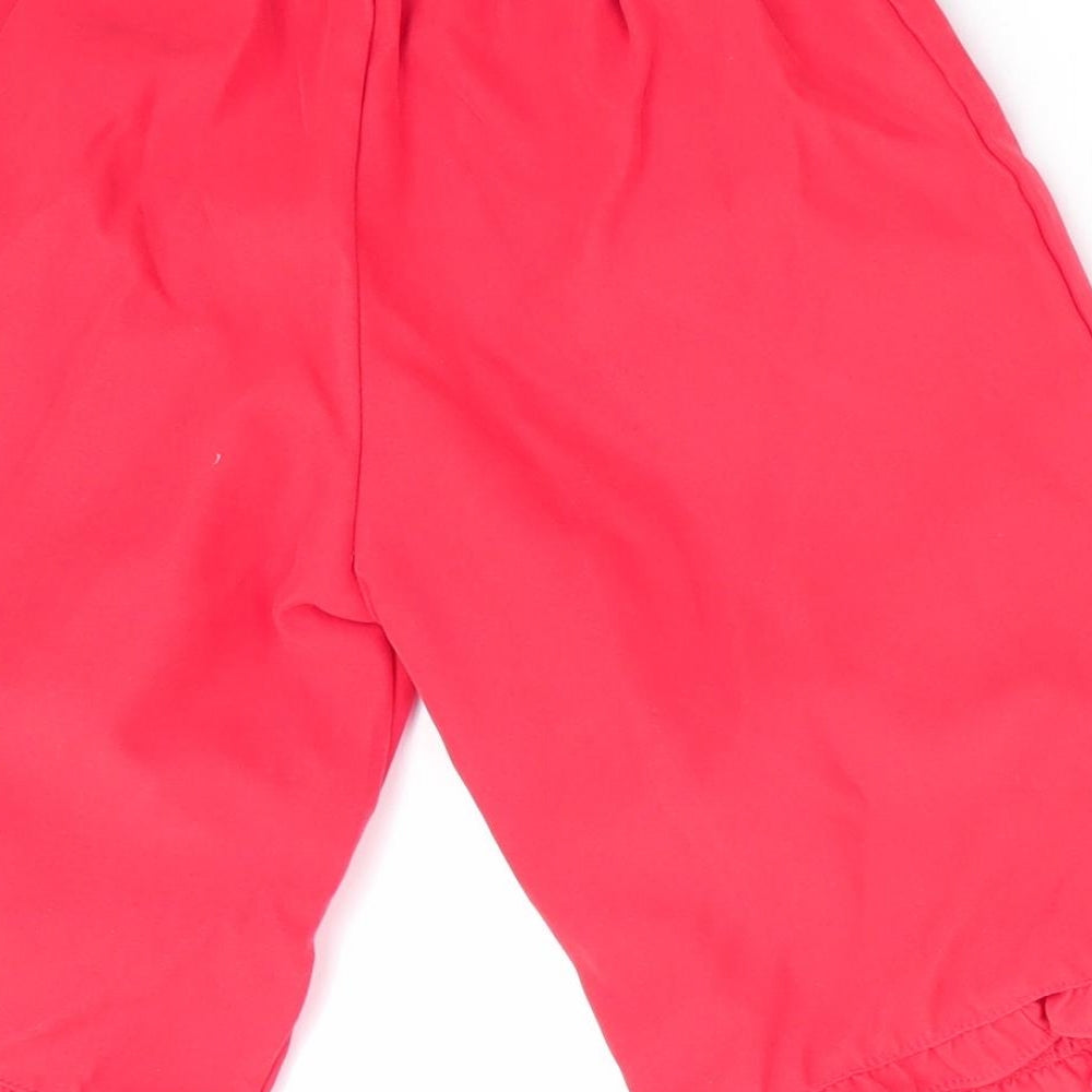 Ladybird Girls Red Floral Track Pants Trousers Size 6-9 Months - Floral trim