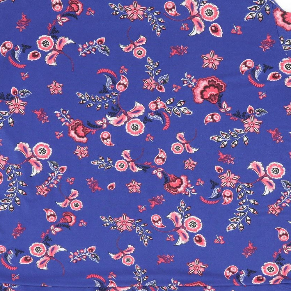 Brand and care label for George women’s blue floral tunic blouse, size UK 12, - cut out shoulders