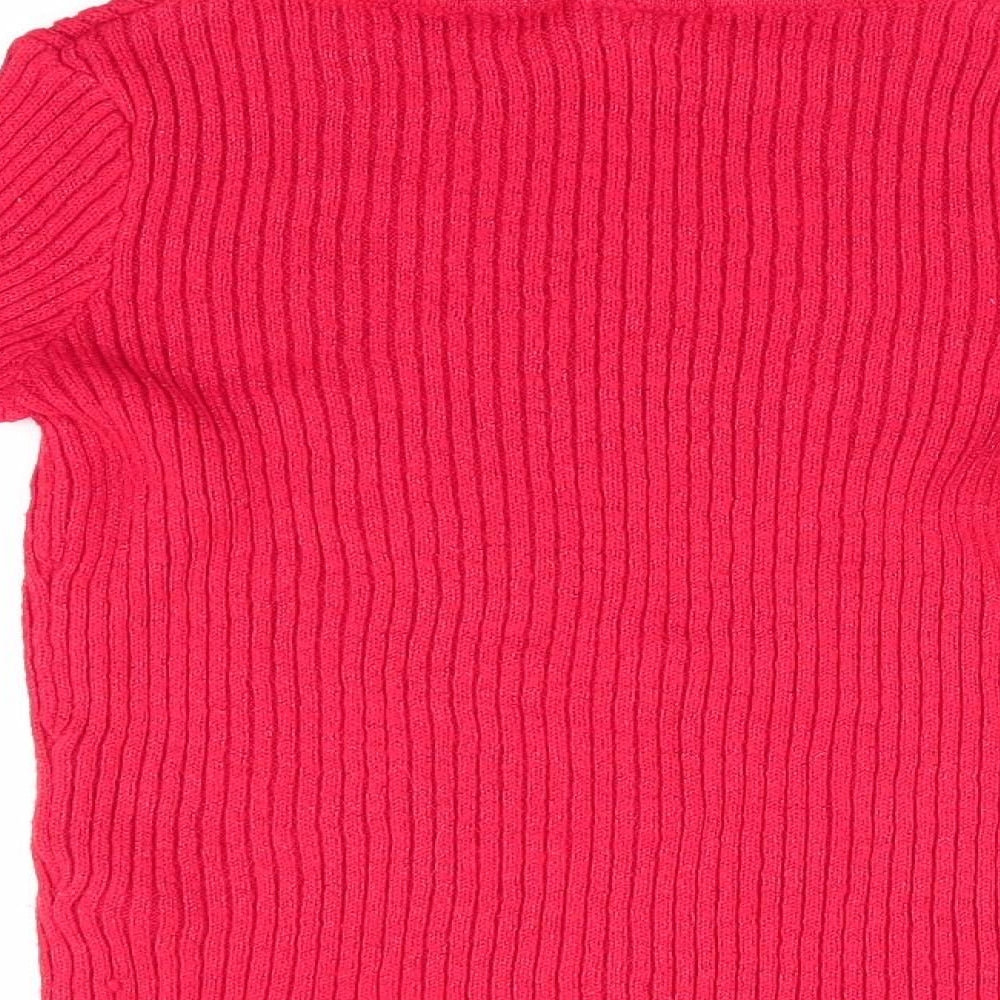 Brand and care label for Tu girls’ red jumper, size 6, years - subtle glitter effect