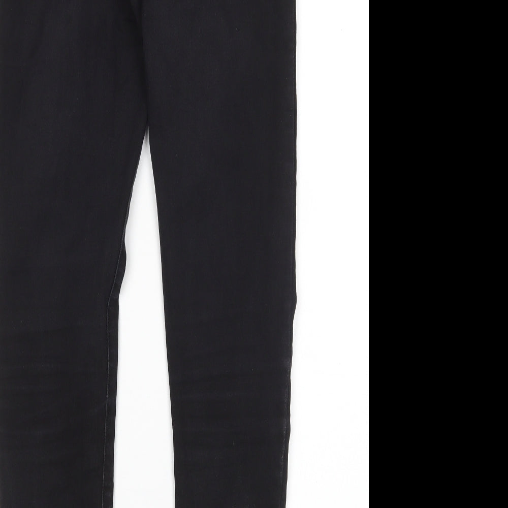 Brand and care label for Denim Co women’s black skinny jeans, size UK 8, 28-inch leg