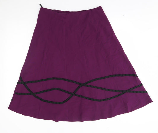 Back view of Marks & Spencer women’s purple a-line skirt, size UK 16