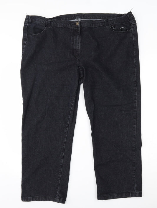 Womens UK Size 44 in Preworn Regular Fit Capri Black Jeans